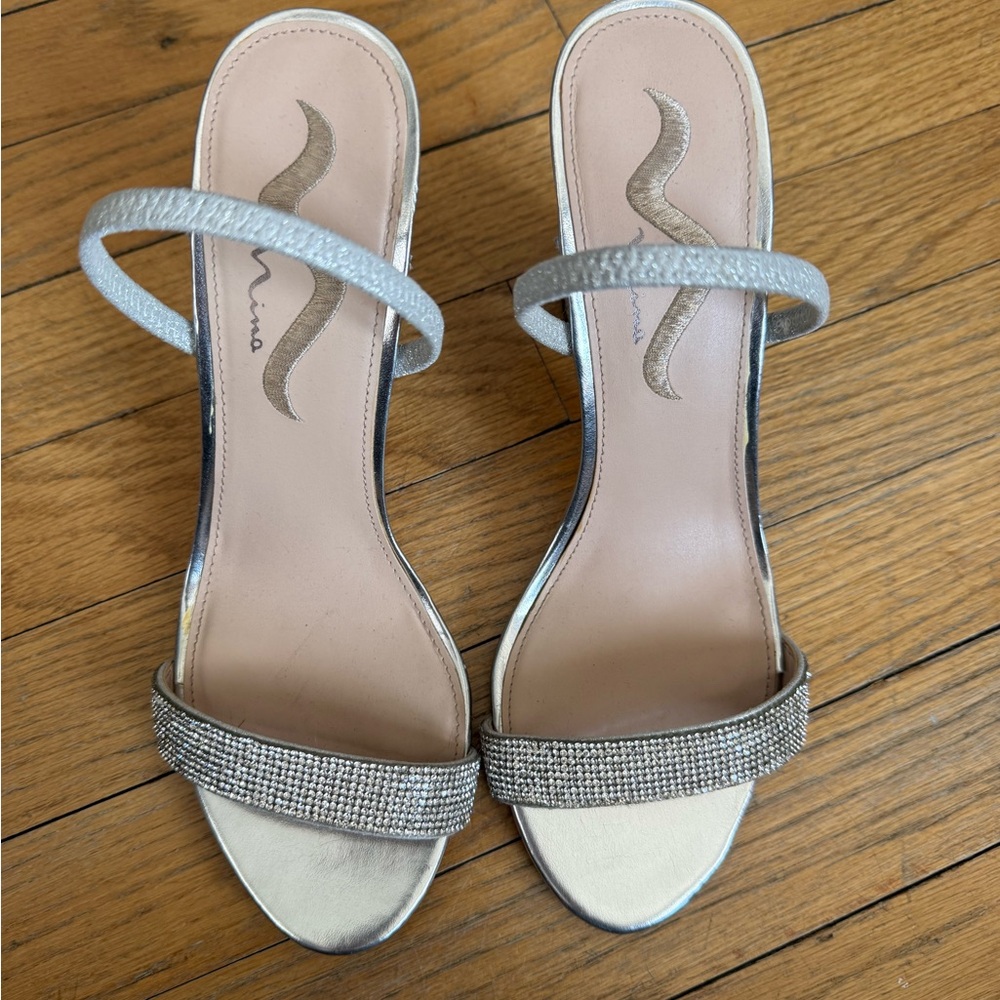 Nina Silver Strappy Heels